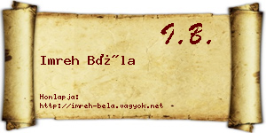 Imreh Béla névjegykártya