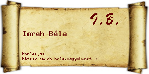 Imreh Béla névjegykártya